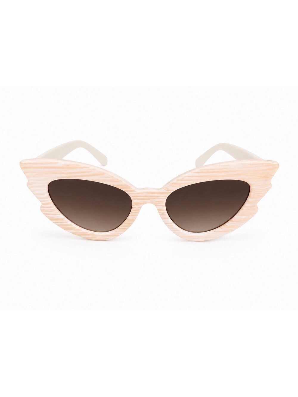 Aguabendita Cat Eye Sunglasses Beige Marble Frame Brown Lenses Women’s Eyewear